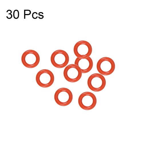 uxcell סיליקון O-טבעת, 4.5 מ מ OD, 2.5 מ מ. תעודת זהות, 1 מ מ רוחב, VMQ טבעות חותם אטם, אדום, חבילת של 30