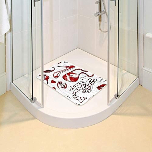 אמבטיה מחצלות אמבטיה מקורית מחצלת מונעת החלקה במקלחת מחצלות (26.9x14.7in) דפוס של נעליים ואבזרים הדפסה מבוגרים וילדים