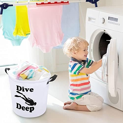 לצלול עמוק לסל הכביסה עצמאי עגול עם ידיות מתקפלות הבגדים בסל עבור הסלון בגדים, אחסון צעצועים