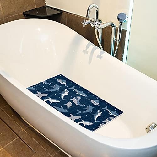 כריש דפוס חדר מקלחת שטיח אמבטיה הילד Mat (14.7x26.9) עם כוסות יניקה, ניקוז חורים עבור שירותים מקלחות, ג ' קוזי