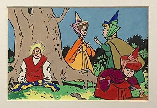 היפיפיה הנרדמת - 3 פיות - פלורה, פאונה, ו מריוות ' ר מקורי משנת 1977 ציורים בצבעי מים על פרסום כפי סיפורים איור 1977